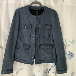 WHBM Women's Blue Faux Suede Jacket